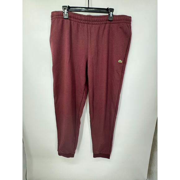 NWT‎ Lacoste Bordeaux Red Men's Tapered Fit Fleece Trackpants Size XXL (7) - Picture 1 of 5